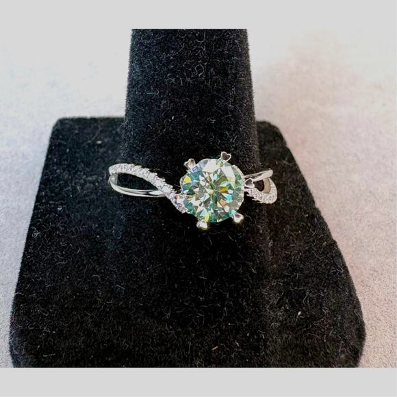 None and/or Unknown Jewelry - NEW 1ct Aquamarine Moissanite in AU750 -sz.8.25